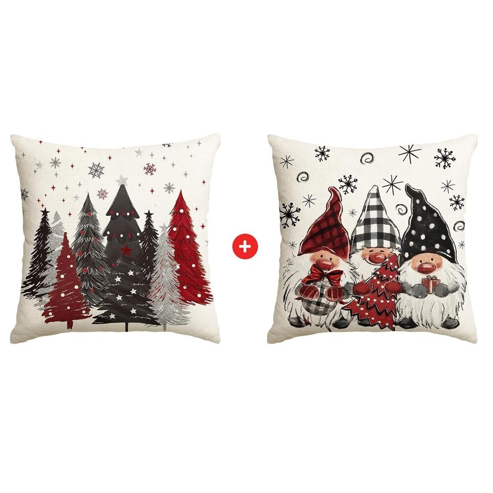 5885 Christmas Trees Snowflake Gnome Throw Pillow Covers,18 x 18 Inch